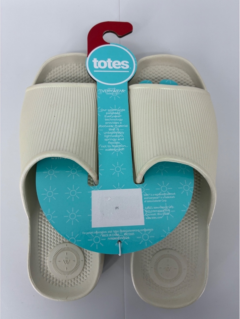 Totes Women's Lightweight Waterproof Slide Sandals Size 8 Cream